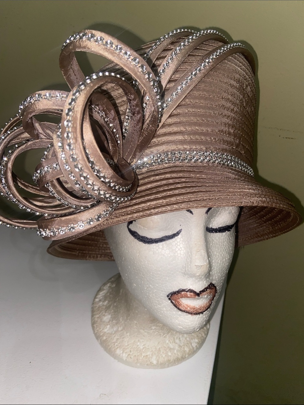 Fancy Taupe Dress Hat / Church Hat